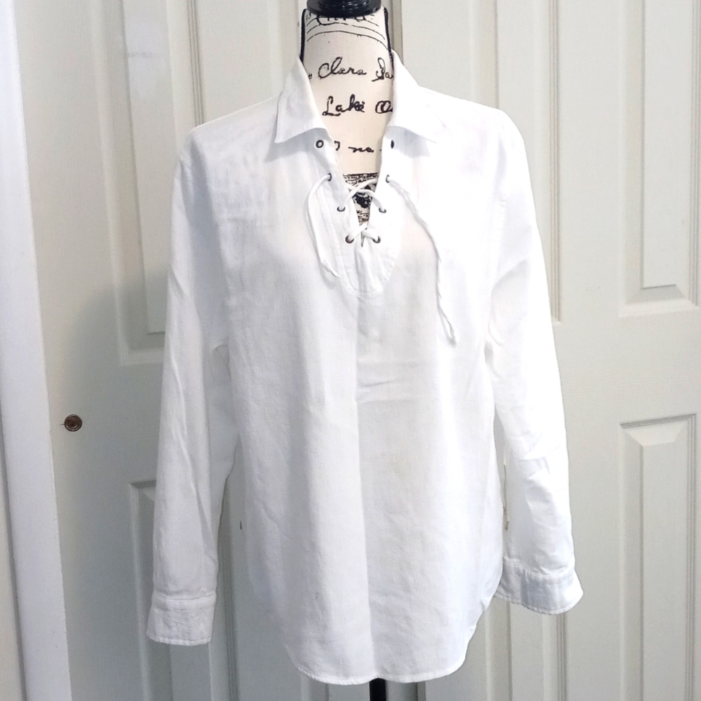 Vintage White Navy Style Shirt